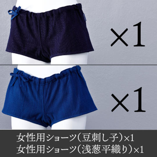 【武州正藍染】「女性用ショーツ」2枚（豆刺し子×1 、浅葱平織り×1）M、L 