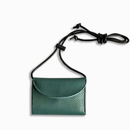 【追加リターン】boclef×池之端銀革店 コインキャッチャーネックウォレット : ブルーグリーン【2月中旬お届け】