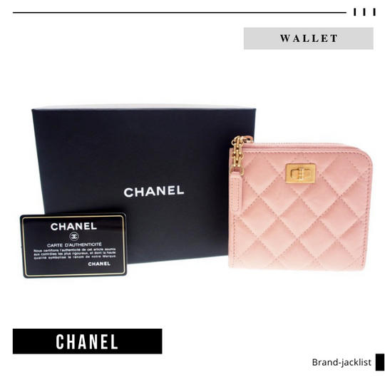 【Used 美品】CHANEL ブティック 財布 L字ファスナー カーフスキン ピンク ギャランティーカード 元箱有り