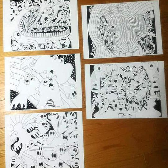 「ある惑星の生き物」塗り絵(A4サイズ)5枚セット