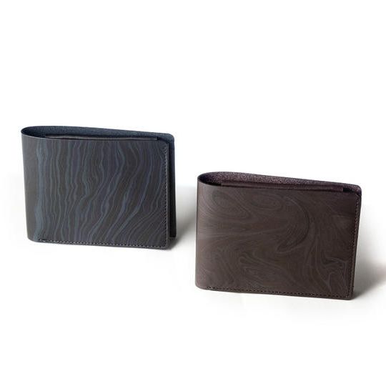 【早割20名様限定10%OFF】 墨流し染め二つ折り財布 ブラック/ダークブラウン