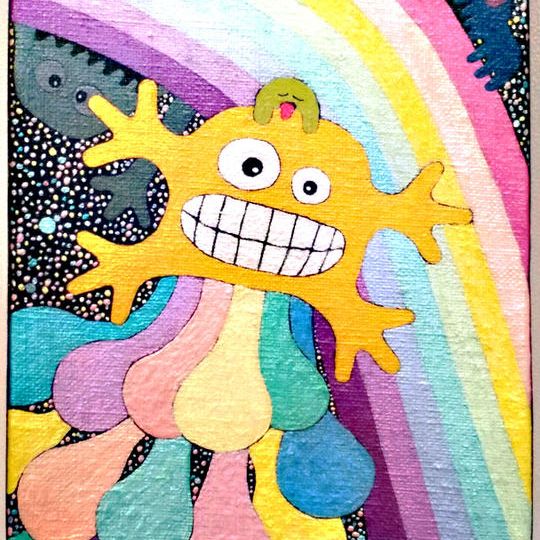 院南弘樹の「ある惑星の生き物」原画【I can Fly! Me too】