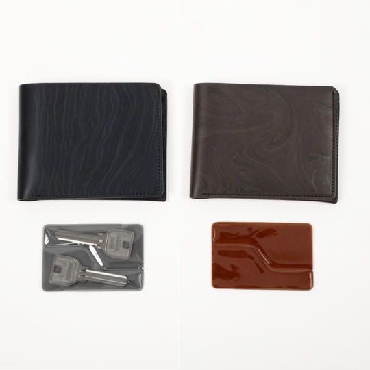 【本プロジェクト限定30セット】墨流し染め二つ折り財布+カード型キーケースセット