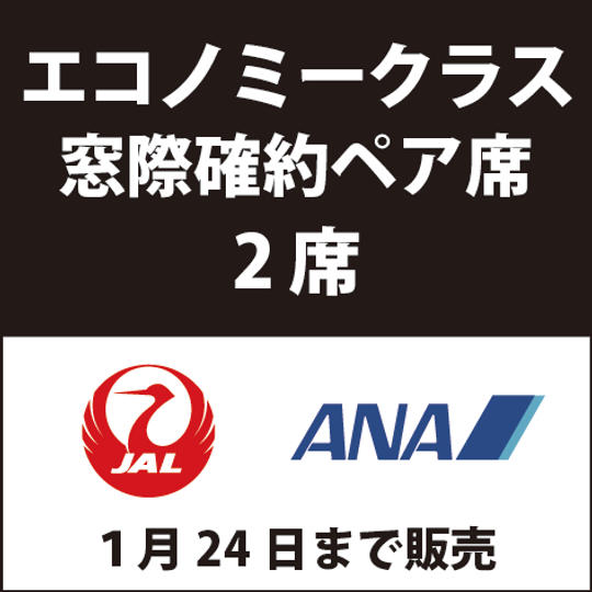 【追加販売】参加して応援：窓際確約ペアエコノミークラス【2名分価格】【1/24まで】
