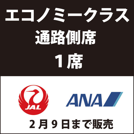 【追加販売】参加して応援：中央通路側エコノミークラス【1名分価格】【2/9まで】
