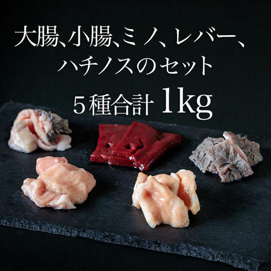 【限定5パック】大腸、小腸、ミノ、レバー、ハチノスのセット/約115g/約270g/約230g/約230g/約155g