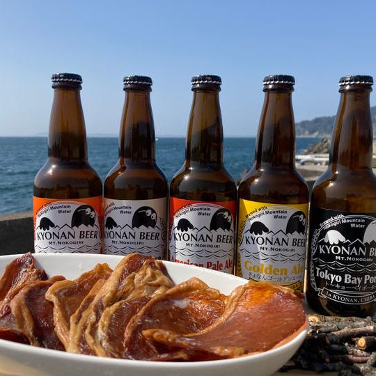 鋸南ビール5本セットと桜燻製ポークジャーキー