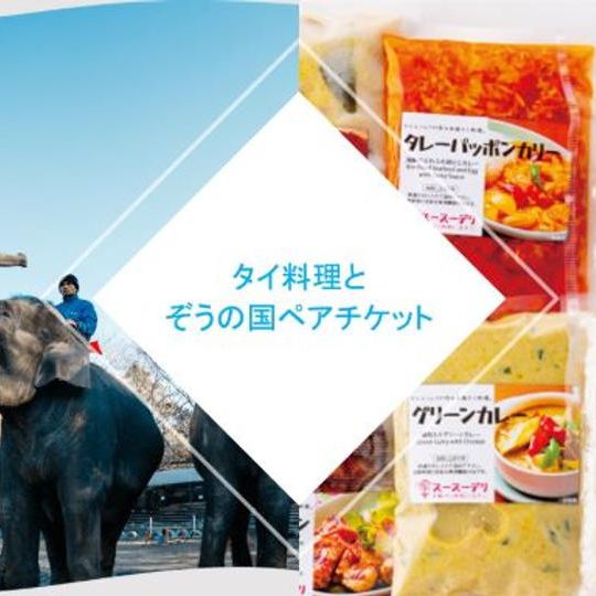 市原市外部田タイ野菜を使った冷凍タイ料理&「市原ぞうの国」ペアチケット ぞうさんエサバケツ付き