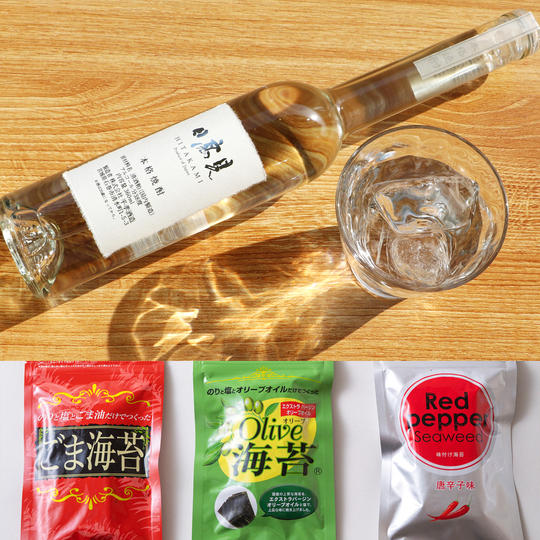 応援コース｜日高見 粕取り焼酎（38度/360ml/1本）&丹野さんちの海苔3点セット