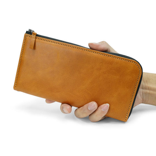 【限定30名様 15%OFF】薄型&軽量 本革長財布  オレンジ