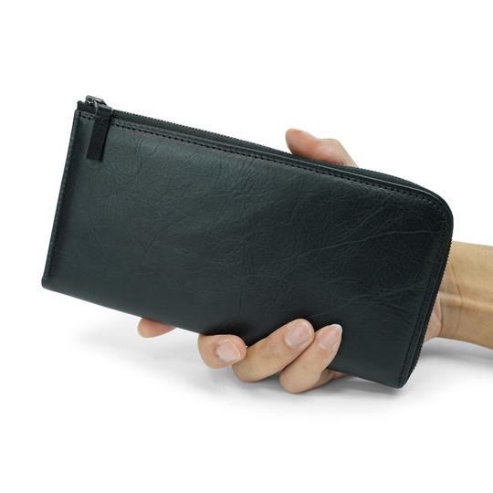 【限定30名様 15%OFF】薄型&軽量 本革長財布 ブラック