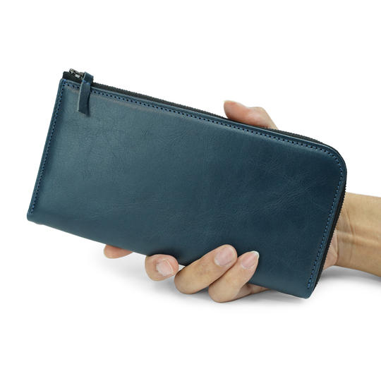 【限定30名様 15%OFF】薄型&軽量 本革長財布 ネイビー