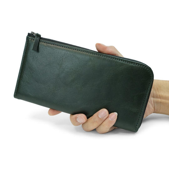 【限定30名様 15%OFF】薄型&軽量 本革長財布 グリーン