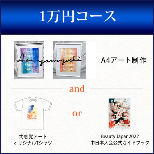 A4アート制作＋［共感覚アートオリジナルTシャツ or BeautyJapan2022中日本大会公式ガイドブック ］