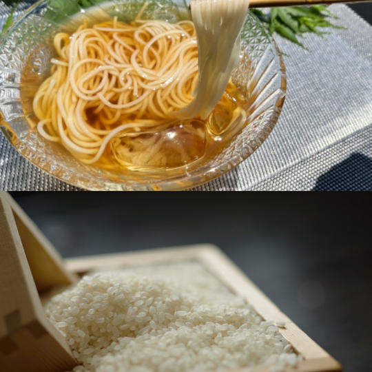 つぶすけ100％の米粉麺6食分＋房黄金の新米5kgセット