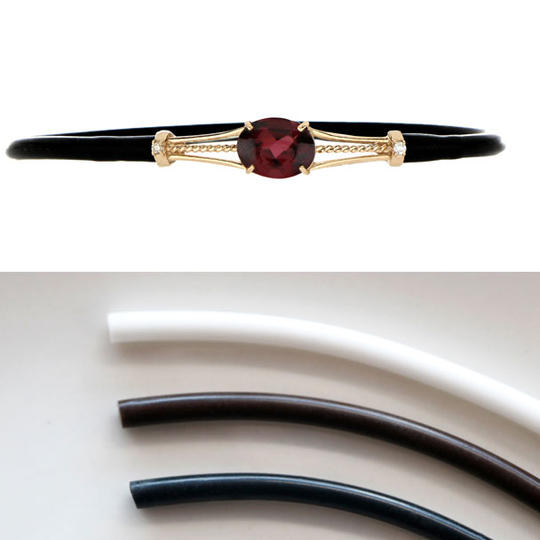 【早割 10%OFF!】K18PG×ガーネット シリコンブレス 1本(付け替え用シリコン2本付)