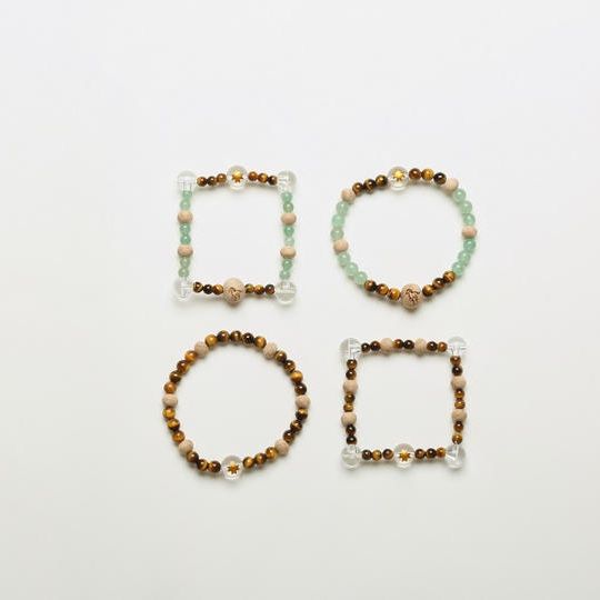 【特別セット割15%OFF】ブナ珠使用 スクエアブレスレット×ラウンドブレスレット2個セット