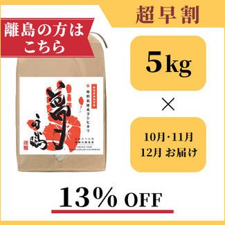 ★離島の方向け★【１３％OFF】南魚沼産の特別栽培米コシヒカリ「夢」：５kg × ３回お届け