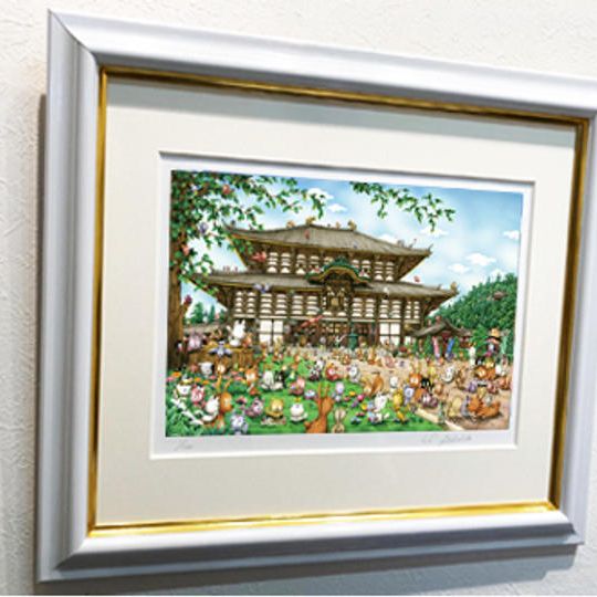 ⑥　四つ切版画　『ウェルカムカムJAPAN』パズル図案(島民キャラが登場！）