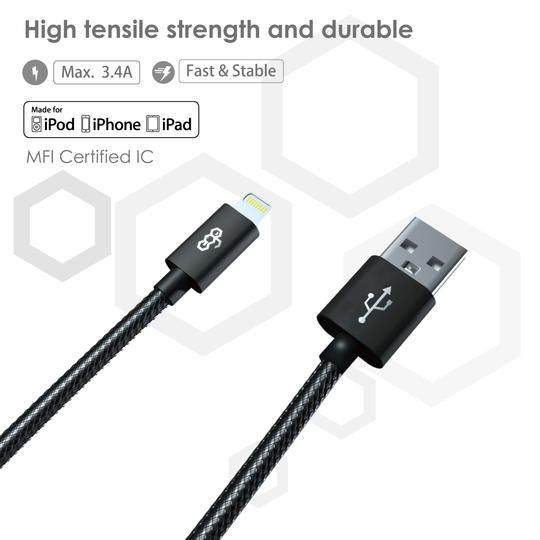 急速充電専用ケーブル:USB-A to Lightning 200cm