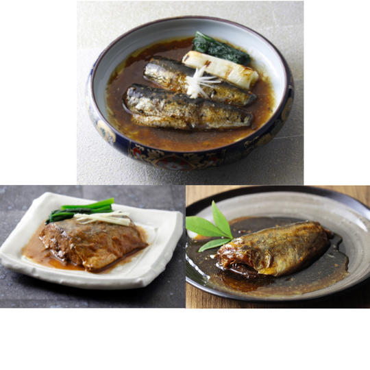京都御室「佐近」監修 天然国産骨まで柔らか煮魚セットいわし・さば・あじ各4食セット(12食)