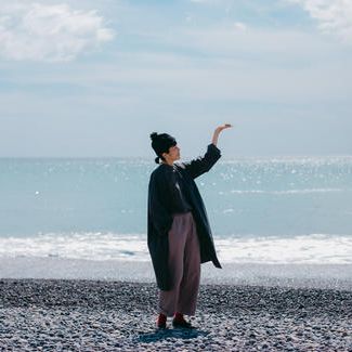 リバリーコート　ノーカラー　スミクロ　size2