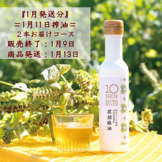 搾りたて荏胡麻油　２本お届け　＝１月11日搾油＝