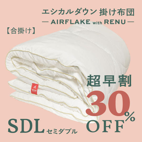 【超早割30%OFF】セミダブル エシカルダウン合い掛け布団 - AIRFLAKE with RENUー