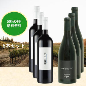 【50%OFF】カリフォルニアワイン ONE HOPE (ワンホープ)赤・2種類 / 6本セット