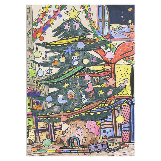工房まるのクリスマスアート原画作品（永田圭祐さん）