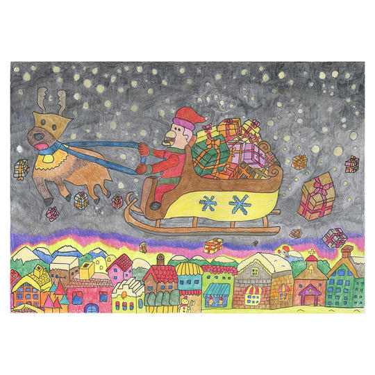 工房まるのクリスマスアート原画作品（山中孝志さん）