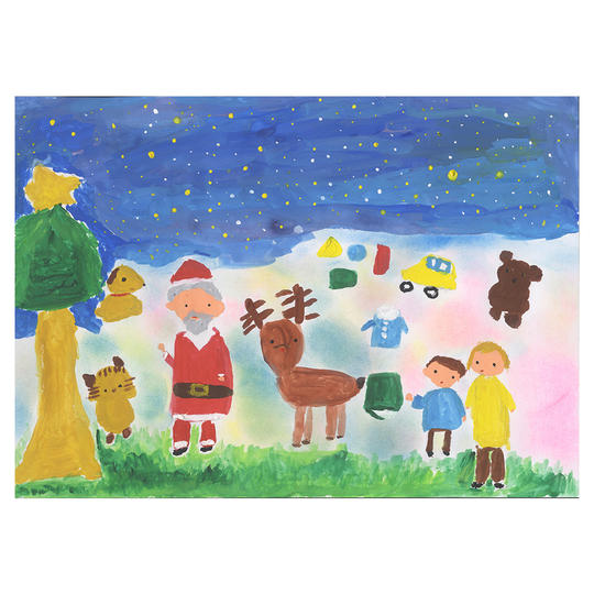 工房まるのクリスマスアート原画作品（安岡成紗さん）