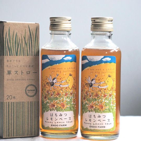 はちみつレモンベース2本とSDGs草ストロー
