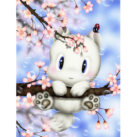 ㉕原画 『桜の木にラブちゃん乗っかる』