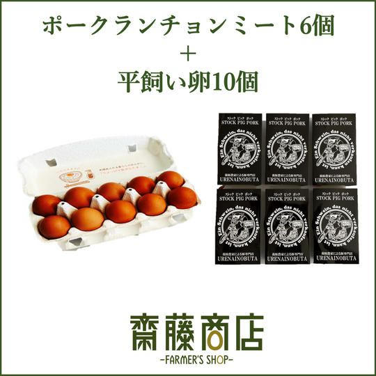 【追加生産分】国産ポークランチョンミート6個+平飼い卵1パックセット