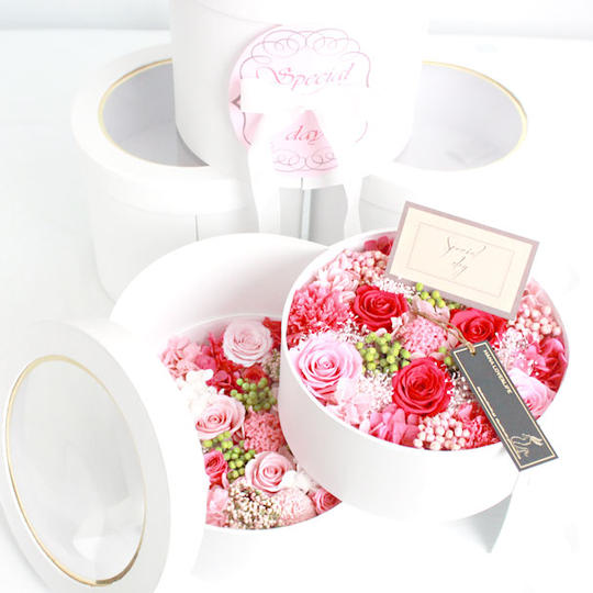 【花ギフト】ROSE BOX ピンク|プリザーブドフラワー