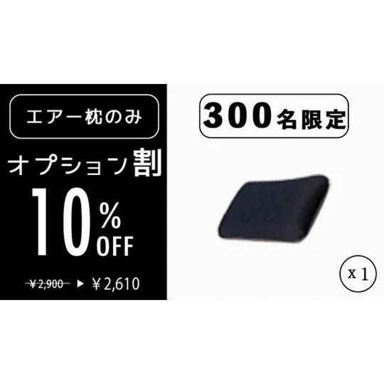 【オプション割　エアーベッド枕１個　１０％オフ　先着３００個限定】