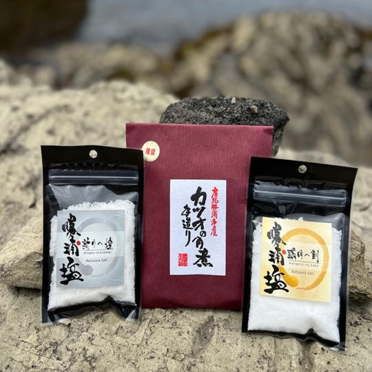 【お試しセット②】勝浦塩2種(45g)+佃煮近江さんのかつおの角煮本造り