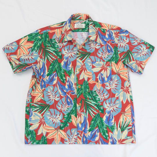 【サッカー生地綿100%、レッド】南房総アロハシャツ