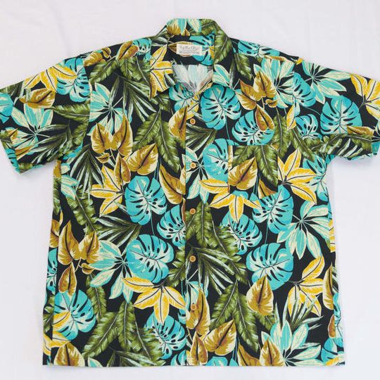 【サッカー生地綿100%、ブラック】南房総アロハシャツ