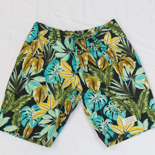 【サッカー生地綿100%、ブラック】南房総アロハイージーパンツ