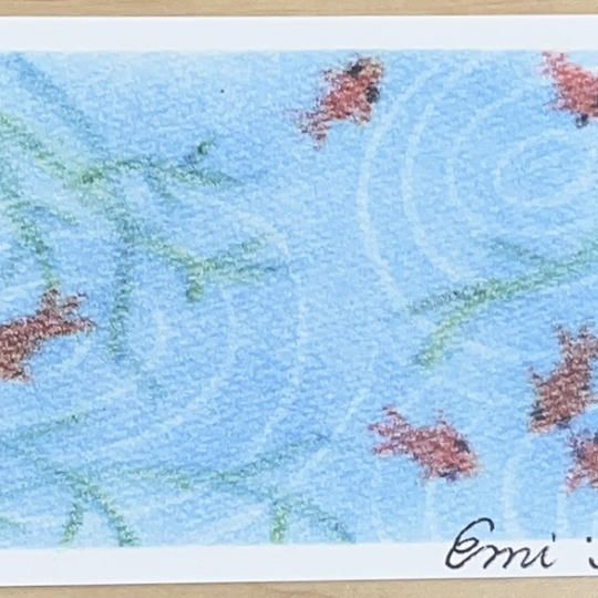 パステルアートのポストカード（海）