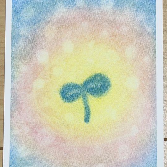 パステルアートのポストカード（ふたば）