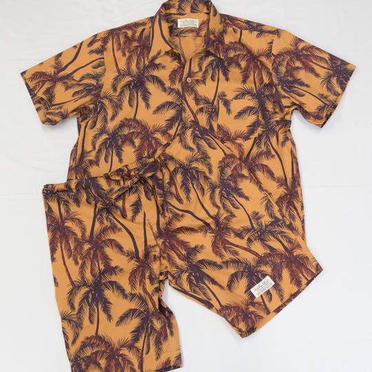 【綿100%、オレンジ】南房総アロハセットアップ