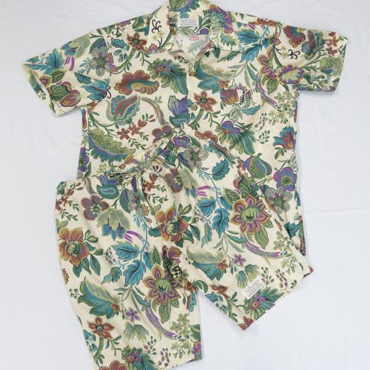 【綿100%、ベージュ】南房総アロハセットアップ