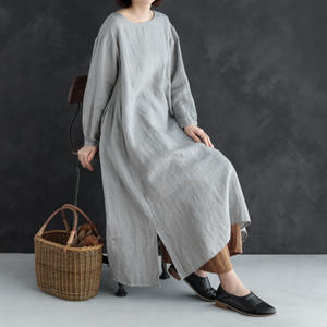 【Lino e Lina】Aラインワンピース＜スモーキーグレイ＞