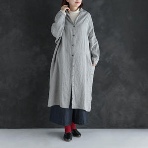 【Lino e Lina】前開きワンピース＜スモーキーグレイ＞