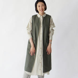 【SIPULI】Cotton Gabardine ジレワンピース＜カーキ＞