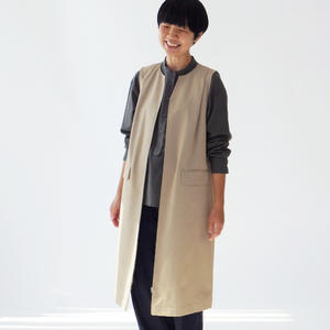 【SIPULI】Cotton Gabardine ジレワンピース＜ベージュ＞