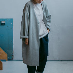 【MUYA】リバリーコート　ノーカラー　グレー　size2